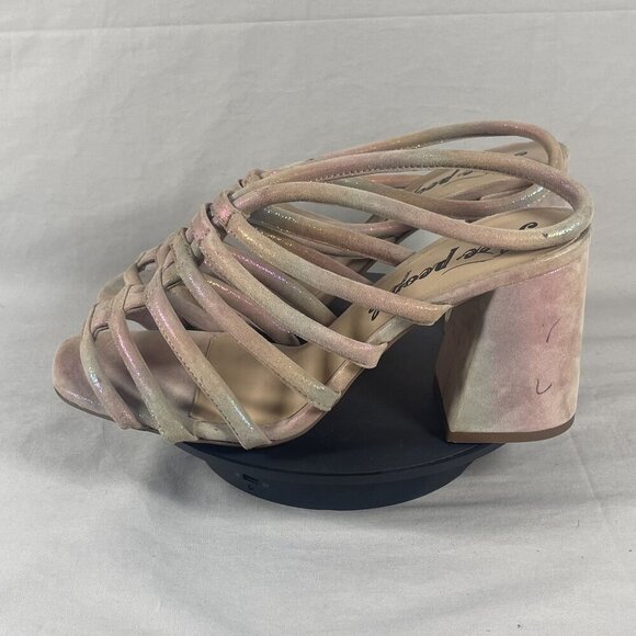Free People Women's Multicolor Strappy Block Heel COLETTE Sandals Shoe Size 8.5‎ - Picture 3 of 9